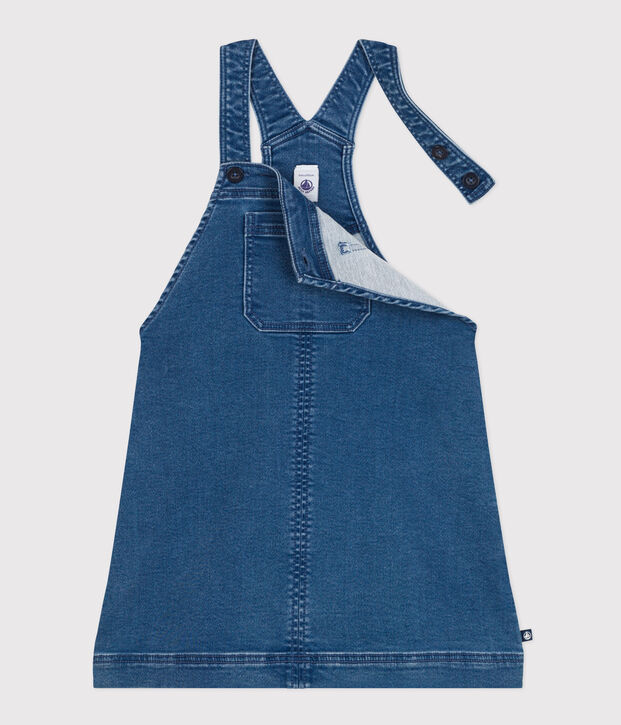 Robe salopette en denim effet molleton enfant fille bleu