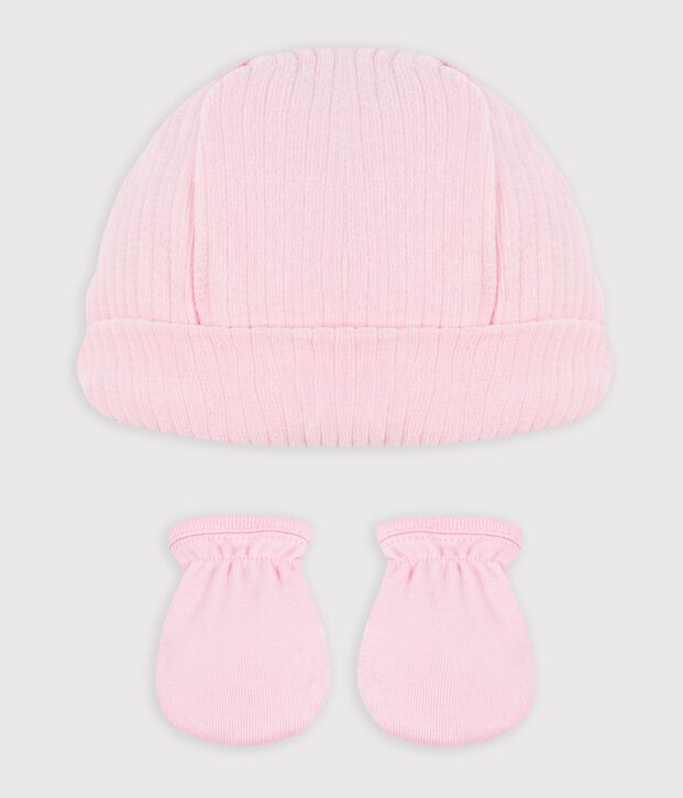 Set van katoenen babymuts en -wanten multicouleur