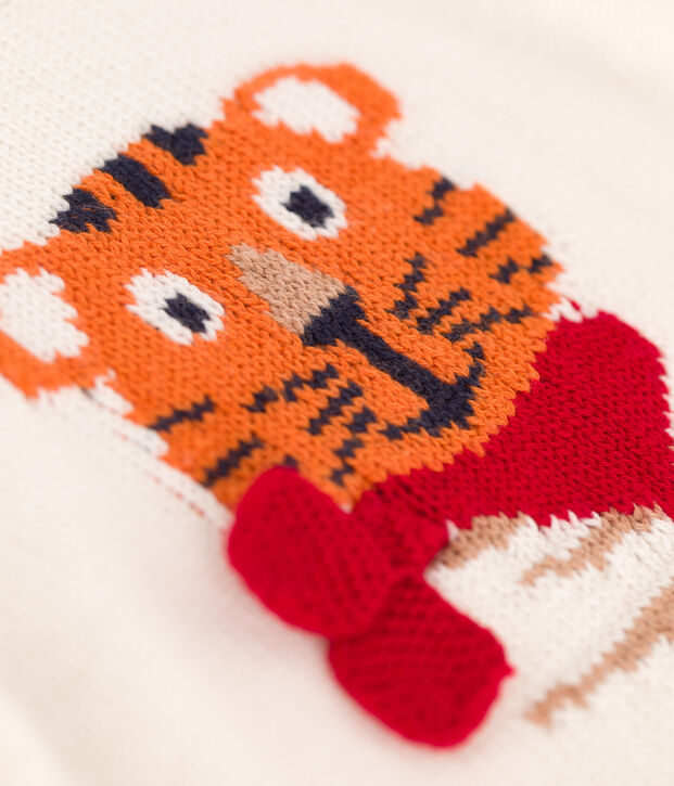 Pull en tricot en laine et coton b&eacute;b&eacute; blanc/multicouleur