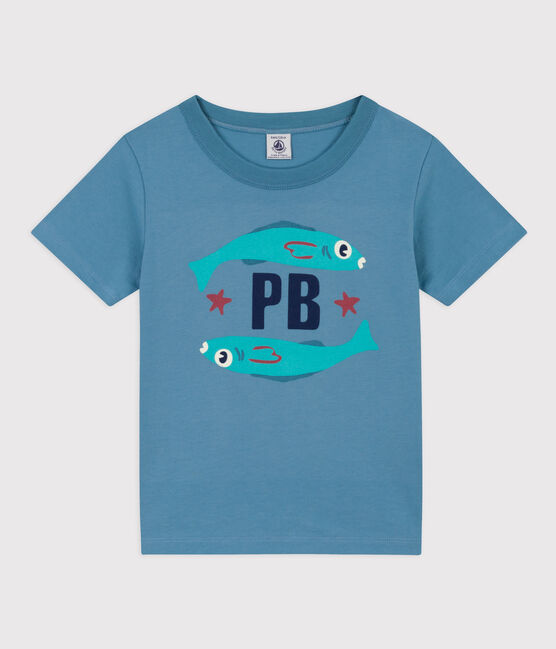 Tee-shirt manches courtes en coton enfant garçon vert LAVIS/bleu VERDE
