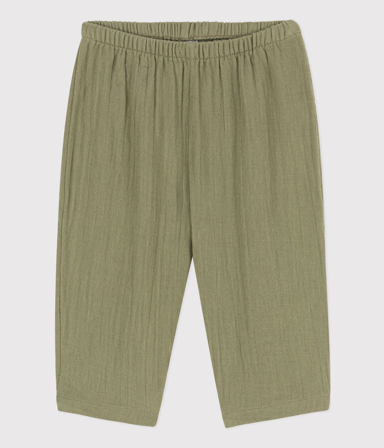 Pantalon b&eacute;b&eacute; en gaze de coton vert