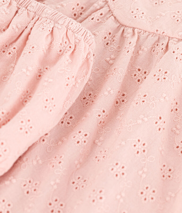 Robe b&eacute;b&eacute; avec bloomer en broderie anglaise rose