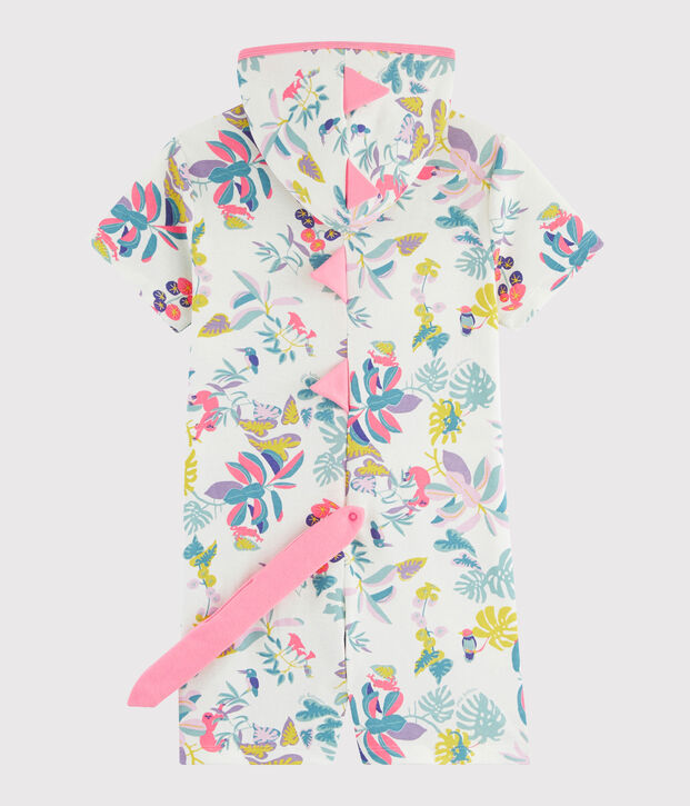 Lang pakje van ribtricot voor meisjes met dinosaurus wit/multicouleur