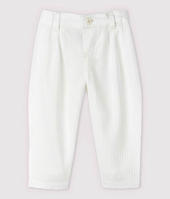 Pantalon cérémonie rayé en popeline bébé garçon blanc MARSHMALLOW
