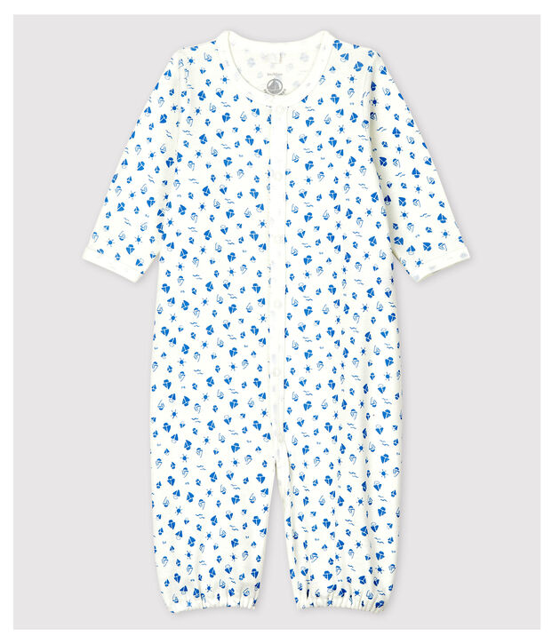 Stervormige playsuit voor baby's van biologisch katoen wit/grijs