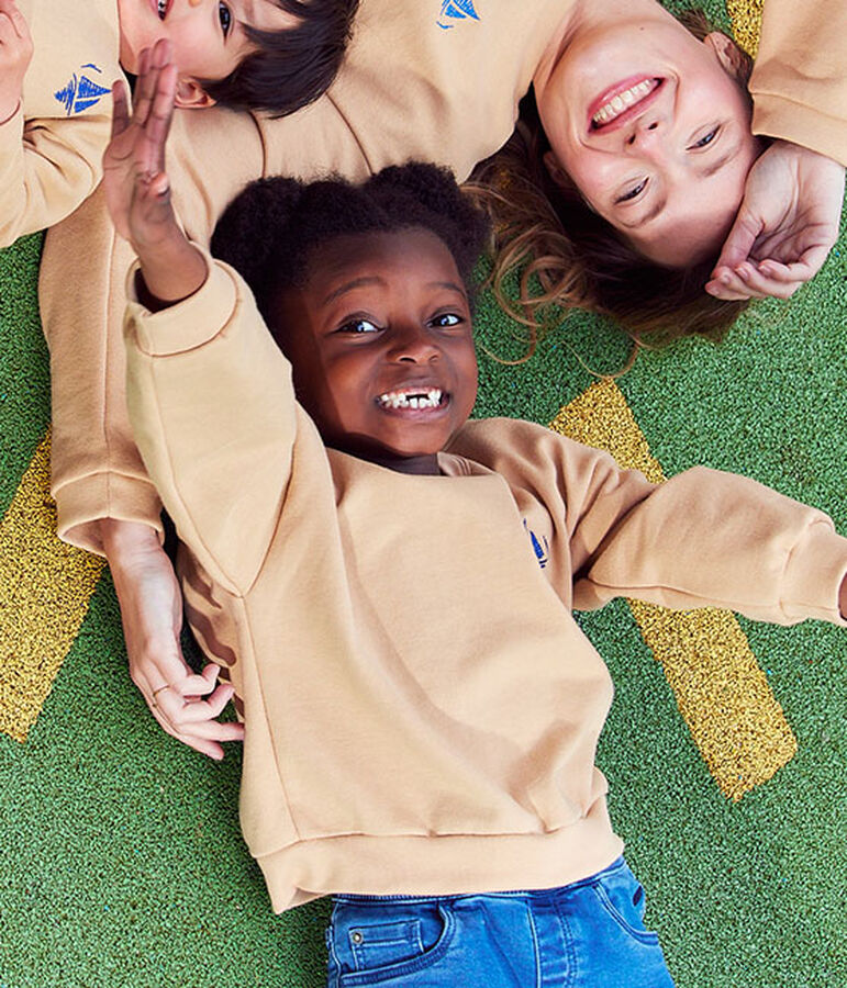 Sweater in molton voor meisjes/jongens beige TOURONE