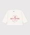 Tee-shirt b&eacute;b&eacute; en coton manches longues uni &agrave; motif blanc cass&eacute;