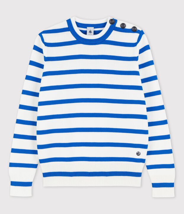 Katoenen marinetrui voor dames wit/blauw