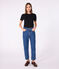 L'Iconique, T-shirt met korte mouw van effen ribstof voor dames zwart BLACK