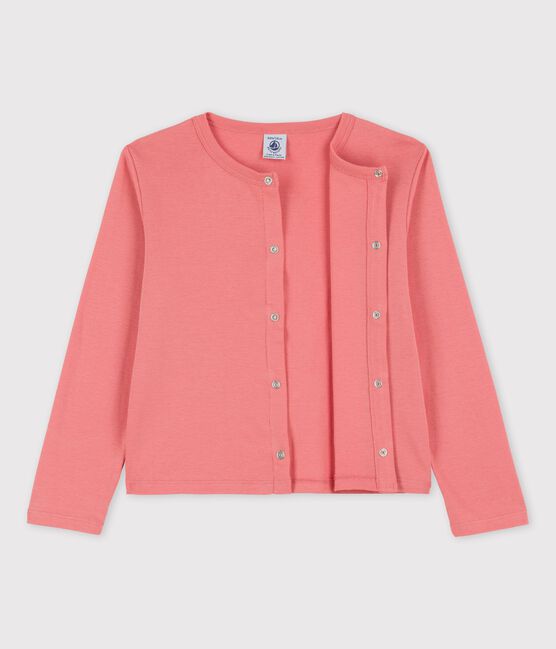 Cardigan en coton bio enfant fille rose PAPAYE