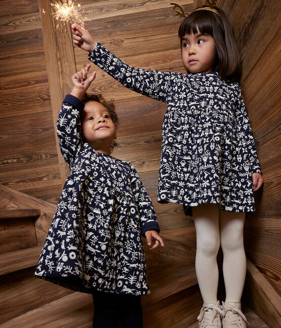 Robe manches longues en tubique imprimé enfant fille bleu SMOKING/ AVALANCHE