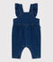 Salopette bébé en jean élasthanne à volants et jambes longues bleu DENIM MOYEN