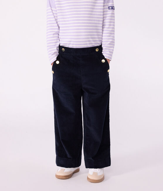 Effen fluwelen broek voor kinderen blauw SMOKING