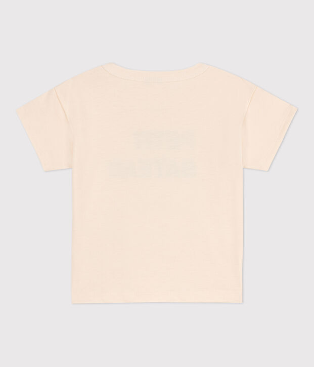 T-shirt van jersey met korte mouwen en motiefje voor baby's ecru