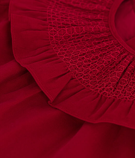 Robe manches longues en velours bébé rouge CORRIDA