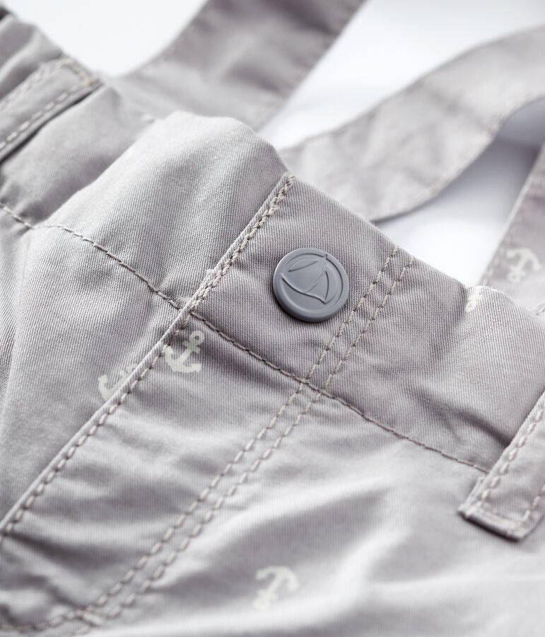 Short &agrave; bretelles en serge craquante b&eacute;b&eacute; gar&ccedil;on gris CONCRETE/blanc MARSHMALLOW