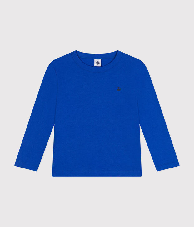 T-shirt met lange mouwen van ribstof voor jongens/meisjes blauw