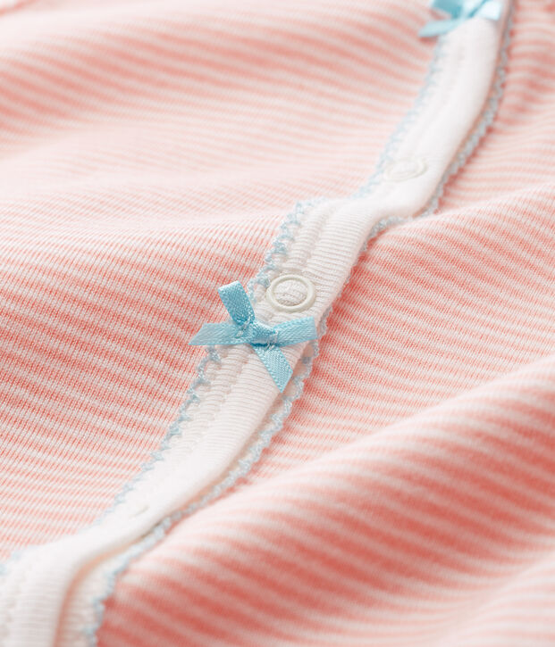 Pyjama van ribstof voor babymeisjes roze/wit