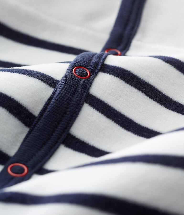 Dors bien b&eacute;b&eacute; en velours blanc MARSHMALLOW/bleu SMOKING