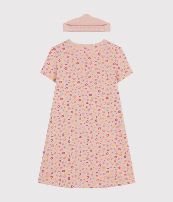 Katoenen nachthemd met diadeen en bloemmotief voor kinderen roze SALINE/wit MULTICO
