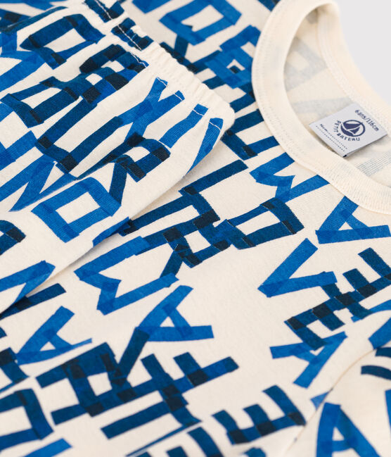 Pyjama imprimé mots bleus en coton enfant blanc AVALANCHE/ MULTICO