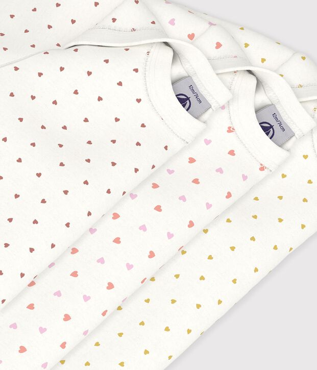Lot de bodies manches longues en coton imprim&eacute; petit c&oelig;urs b&eacute;b&eacute; multicouleur
