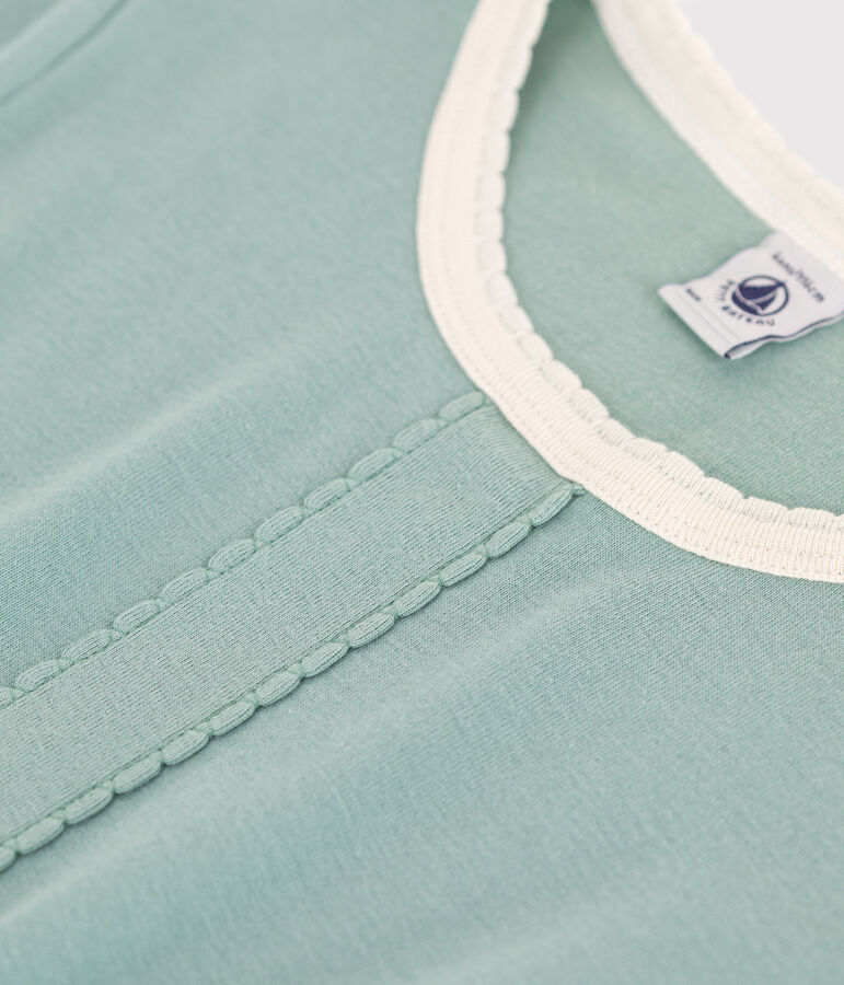 Robe enfant en coton manches courtes uni vert