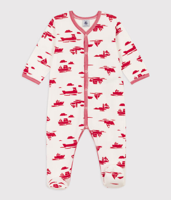 Pyjama in tubic met print wit MARSHMALLOW/rood PEPS