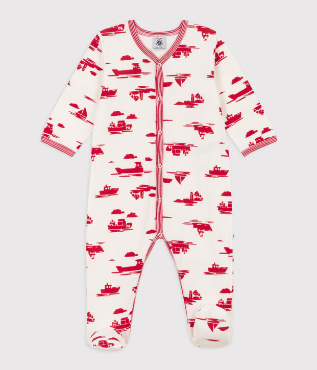 Pyjama in tubic met print wit/rood
