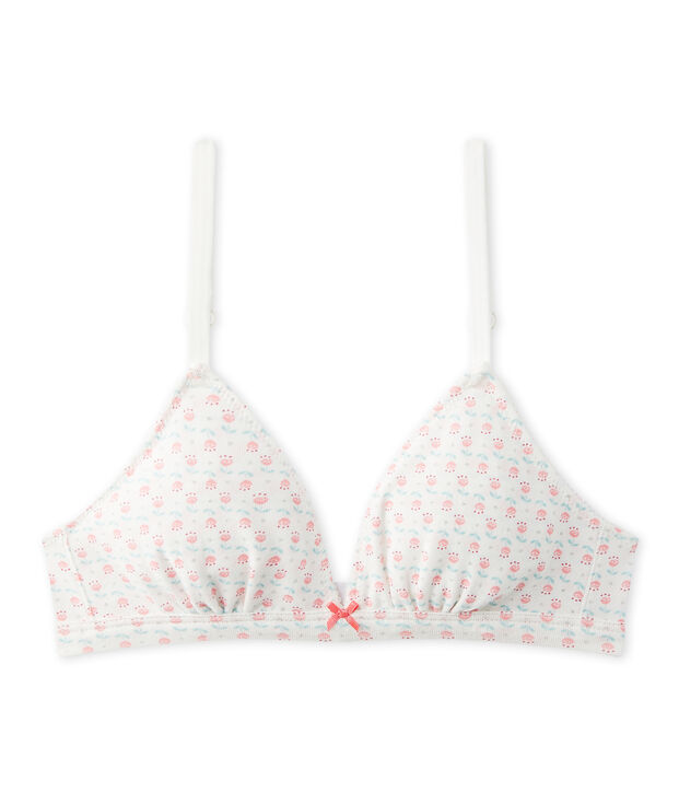 Soutien gorge triangle fille imprim&eacute; blanc/multicouleur
