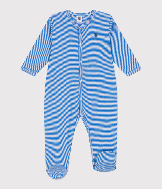 Katoenen babypyjama met streepjes DELPHINIUM/ MARSHMALLOW