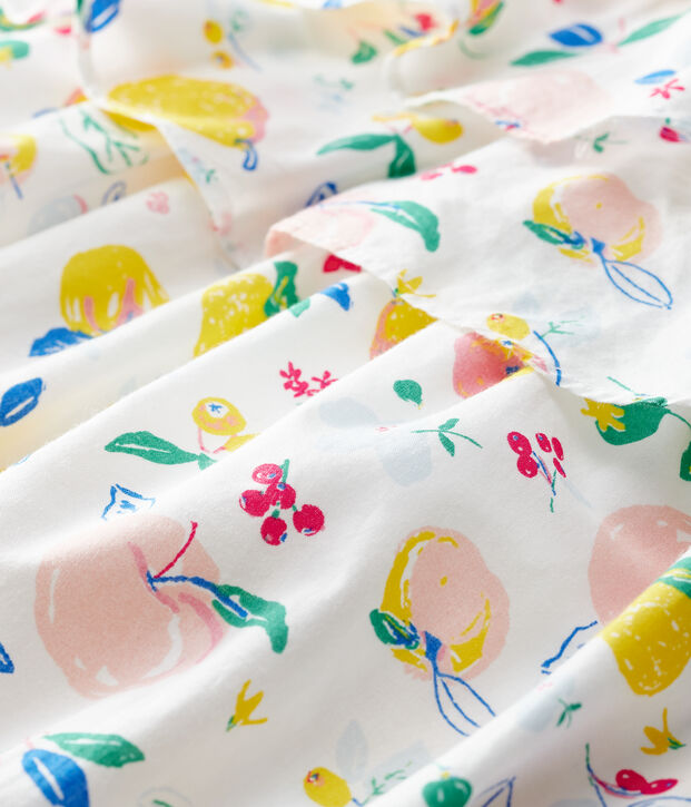Jurk van popeline met korte mouwen voor babymeisjes wit/multicouleur