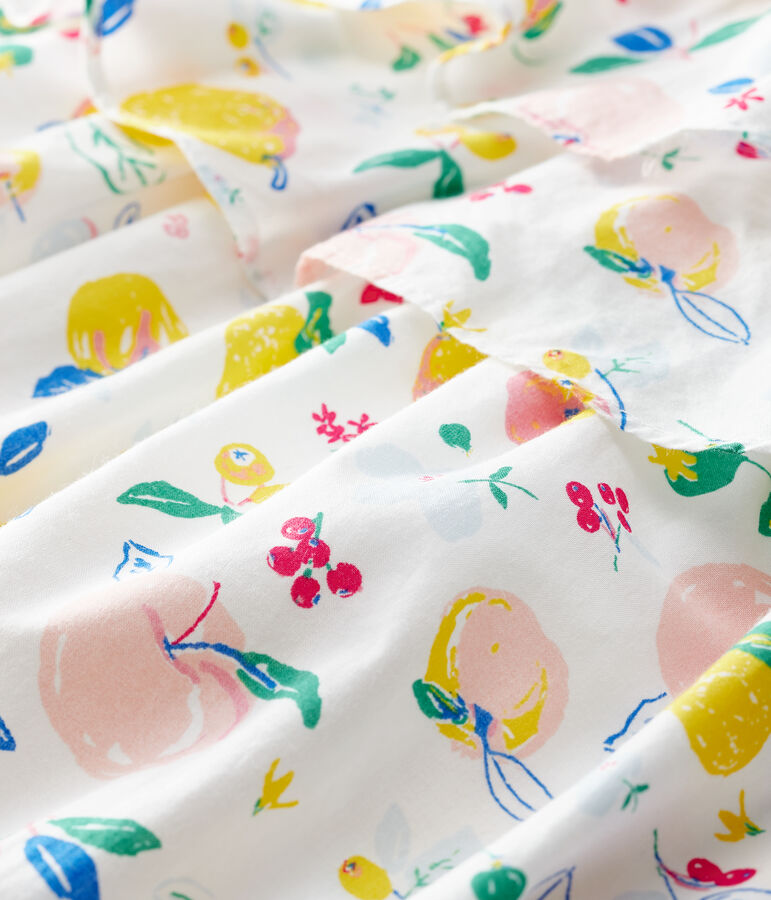 Robe manches courtes en popeline b&eacute;b&eacute; fille blanc MARSHMALLOW/blanc MULTICO