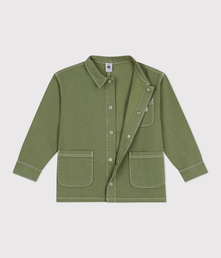 Veste enfant en coton unie vert OLIVINE