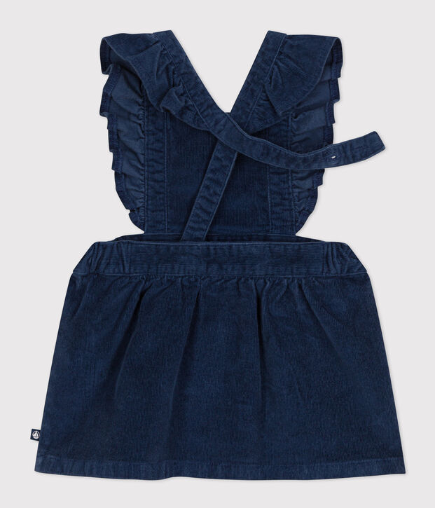 Robe sans manche en velours b&eacute;b&eacute; bleu fonc&eacute;