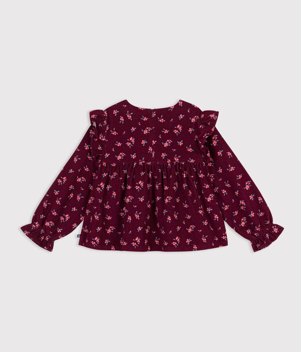 Katoenen kinderbloesje met lange mouwen en print rood/multicouleur