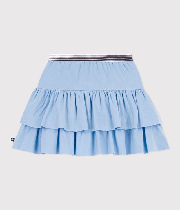 Jupe enfant courte en coton unie bleu clair