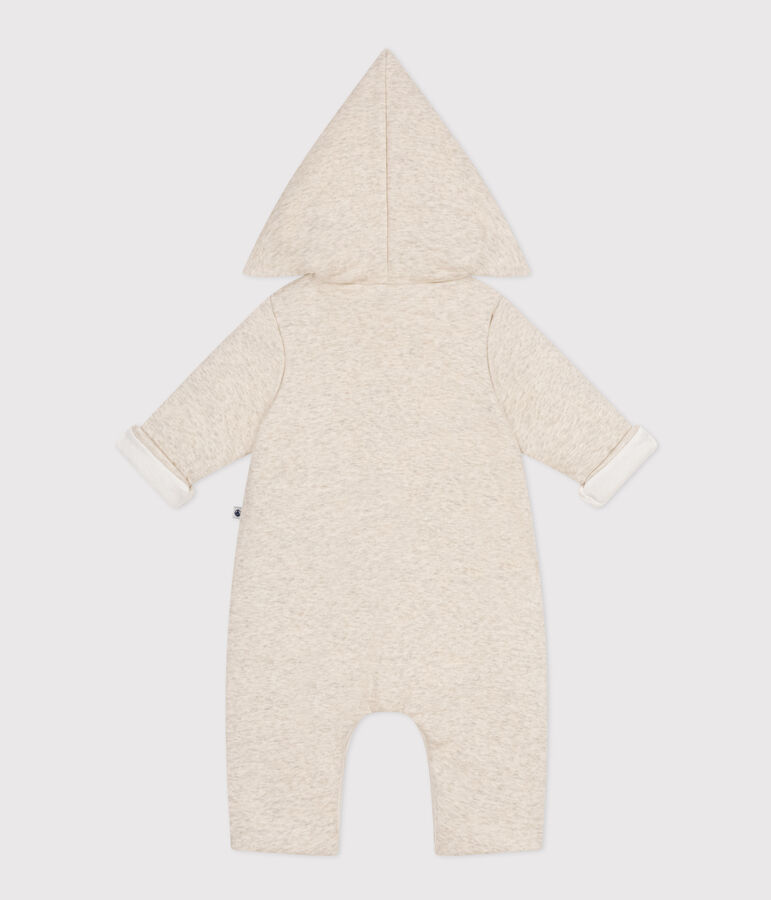 Combinaison longue ouatin&eacute;e &agrave; capuche en coton b&eacute;b&eacute; beige