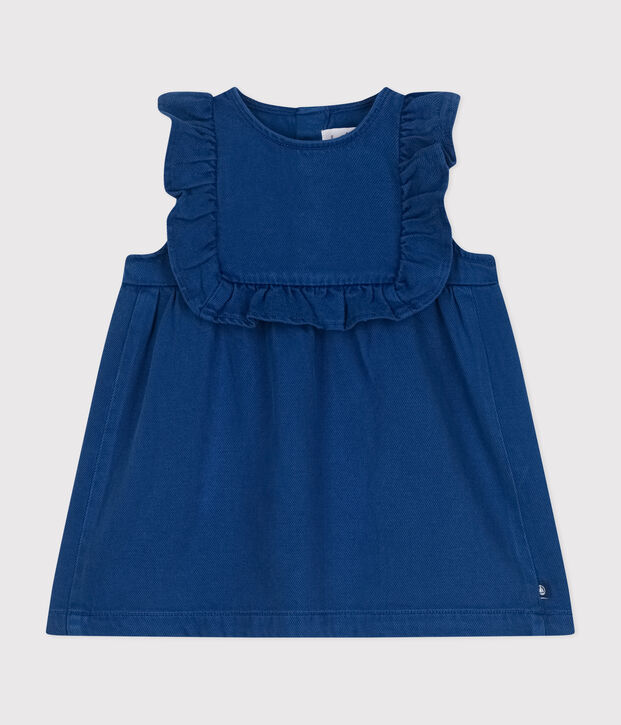 Mouwloos babyjurkje van katoen/lyocell blauw