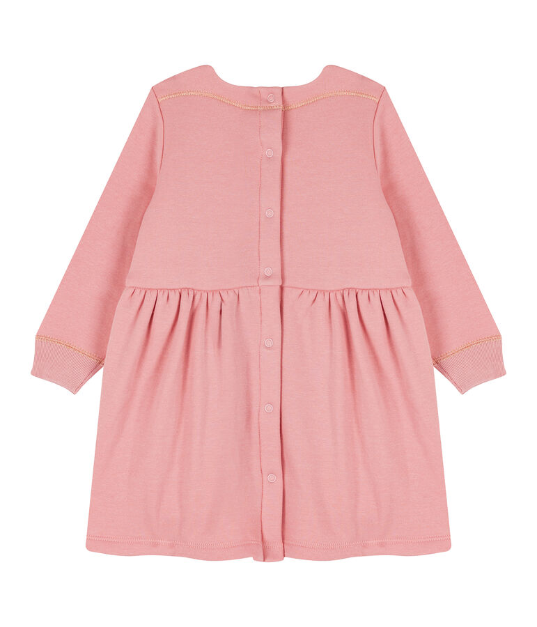 Jurk met lange mouwen babymeisje van mesh-fluweel roze CHARME CN