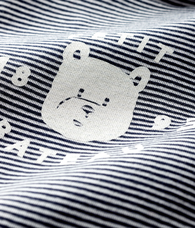 Body manches longues col roul&eacute; b&eacute;b&eacute; bleu SMOKING/blanc MARSHMALLOW