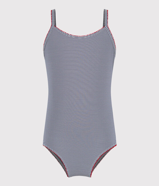 Maillot de bain une pièce enfant à rayures bleu MEDIEVAL/blanc MARSHMALLOW
