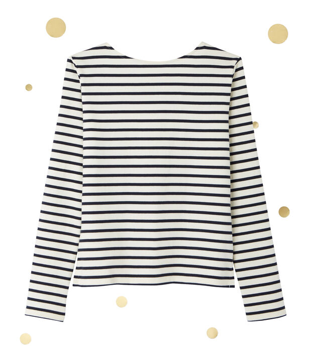 Marini&egrave;re femme d&eacute;collet&eacute;e dans le dos. Petit bateau x Marie-Agn&egrave;s Gillot blanc/bleu