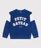 Sweatshirt enfant en coton bleu/&eacute;cru