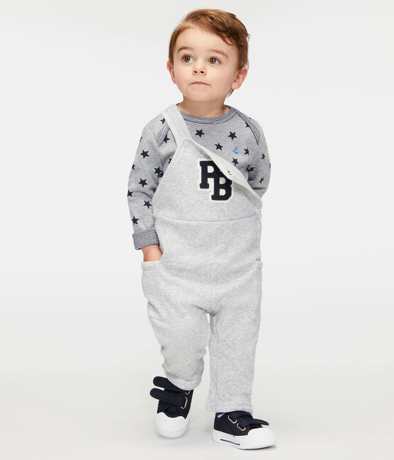 Salopette longue bébé garçon en maille velours gris BELUGA CHINE