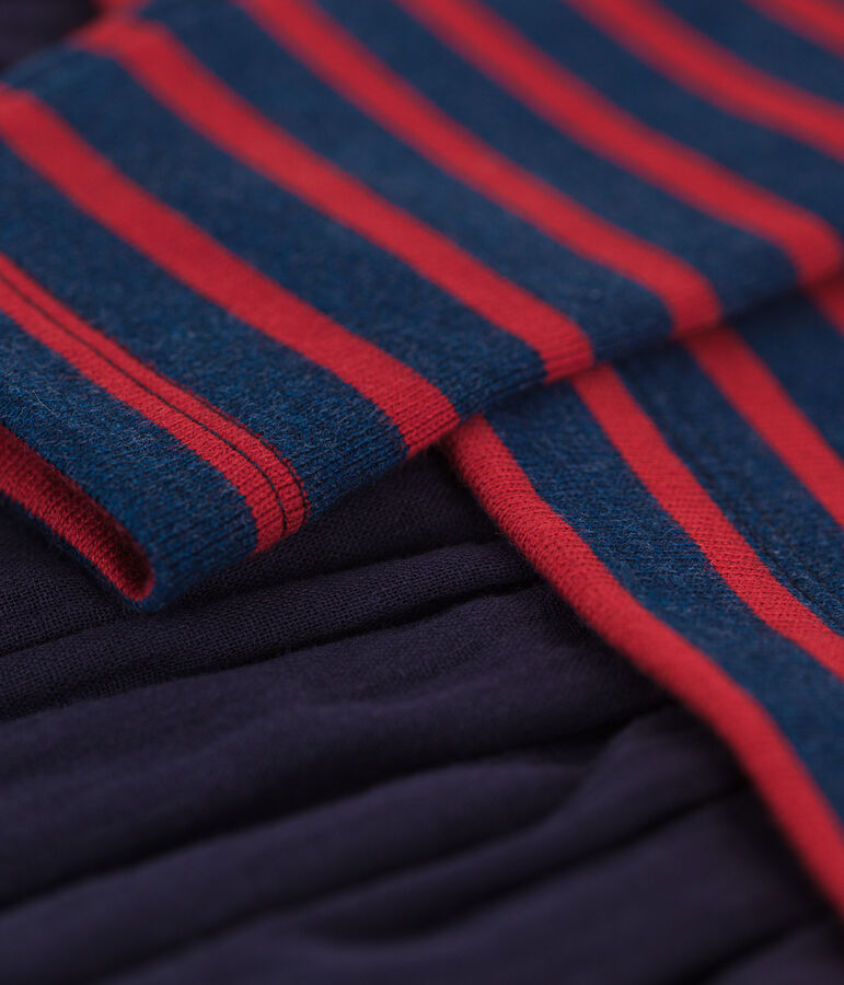 Gestreepte meisjesrok in dik en zacht katoen blauw/rood