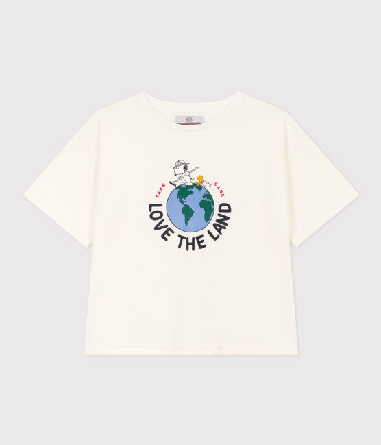 LE BOXY, katoenen T-shirt voor dames wit MARSHMALLOW