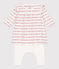 Katoenen leggingjurk van jacquard voor baby's wit MARSHMALLOW/rood TERKUIT