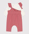 Setje met salopette van fleece en katoenen T-shirt voor baby's roze ROSEWOOD/ MULTICO