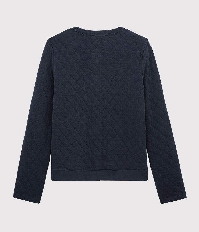 Dames cardigan van gewatteerde tubic. blauw